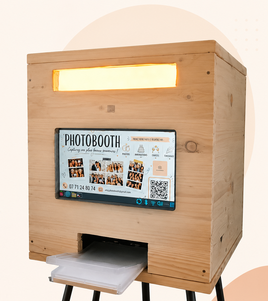 Le photobooth en bois fait main sur trépied